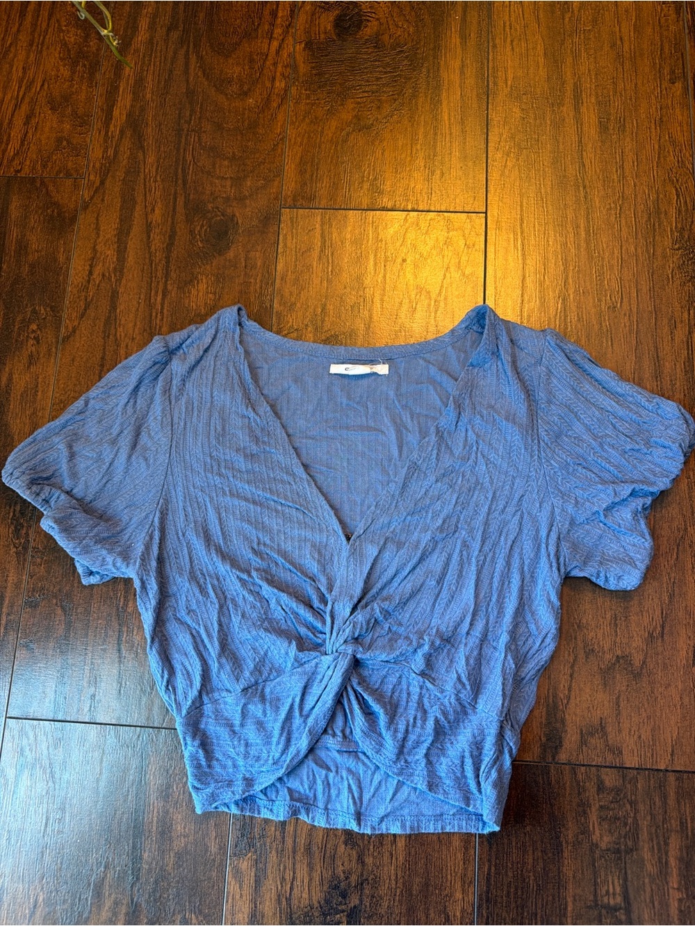 Women’s Knot-Front V-Neck Top — Blue